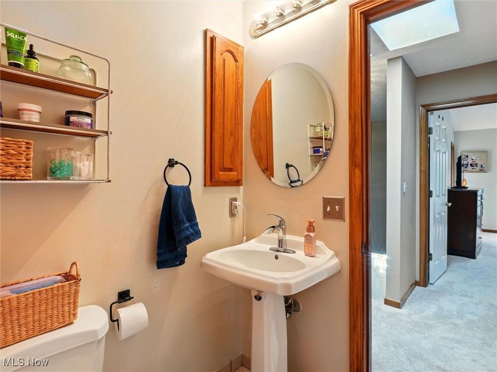 2068 Chimney Ridge Drive Madison, OH 44057 - Photo 25 of 37 Guest bathroom featuring toilet, a skylight, and baseboards