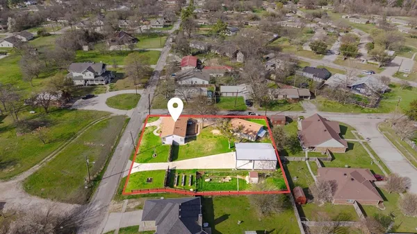 an aerial view of a house