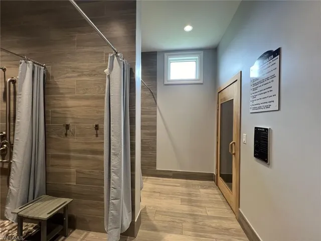 a large room with wooden floor