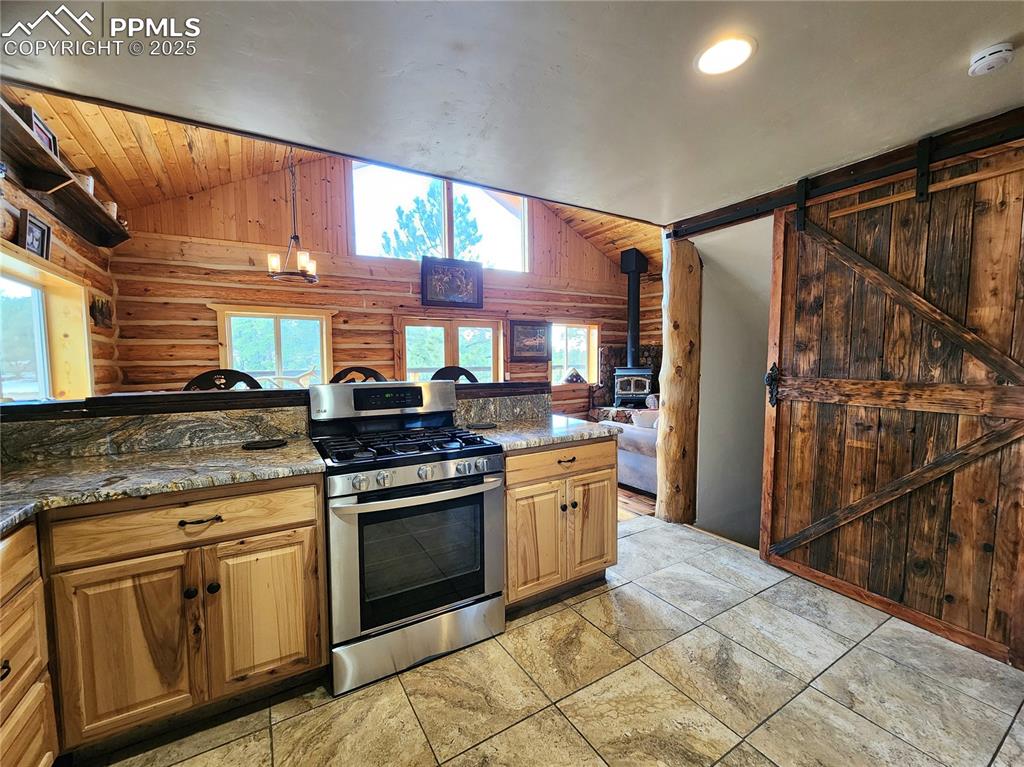 1226 E Path Cotopaxi, CO 81223 - Photo 16 of 49 Handsome Barn door from kitchen goes down into the lower level