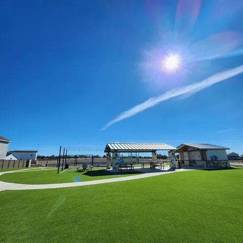 a table and chairs in the garden