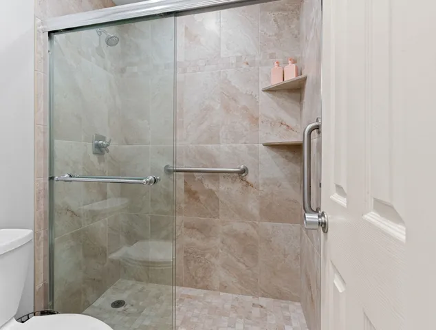 a bathroom with a shower