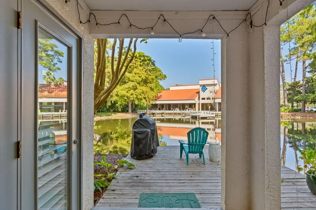 a view of a porch with furniture