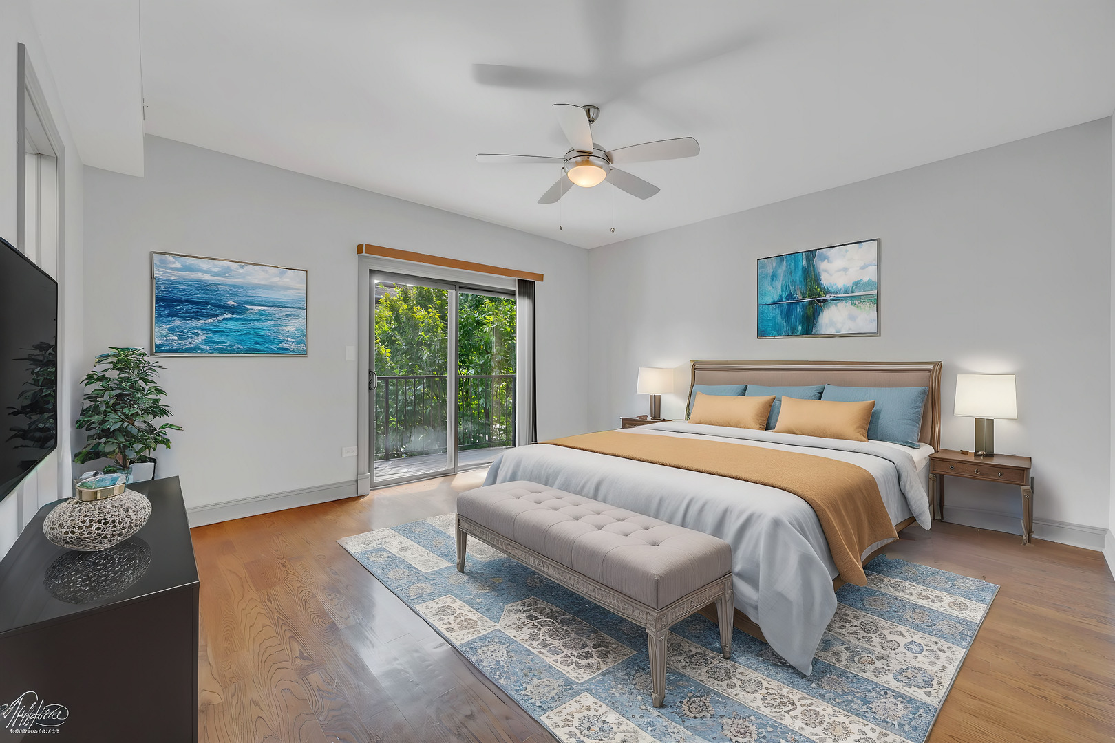 4235 South Calumet Avenue Chicago, IL 60653 - Photo 35 of 47 a spacious bedroom with a large bed and a chandelier