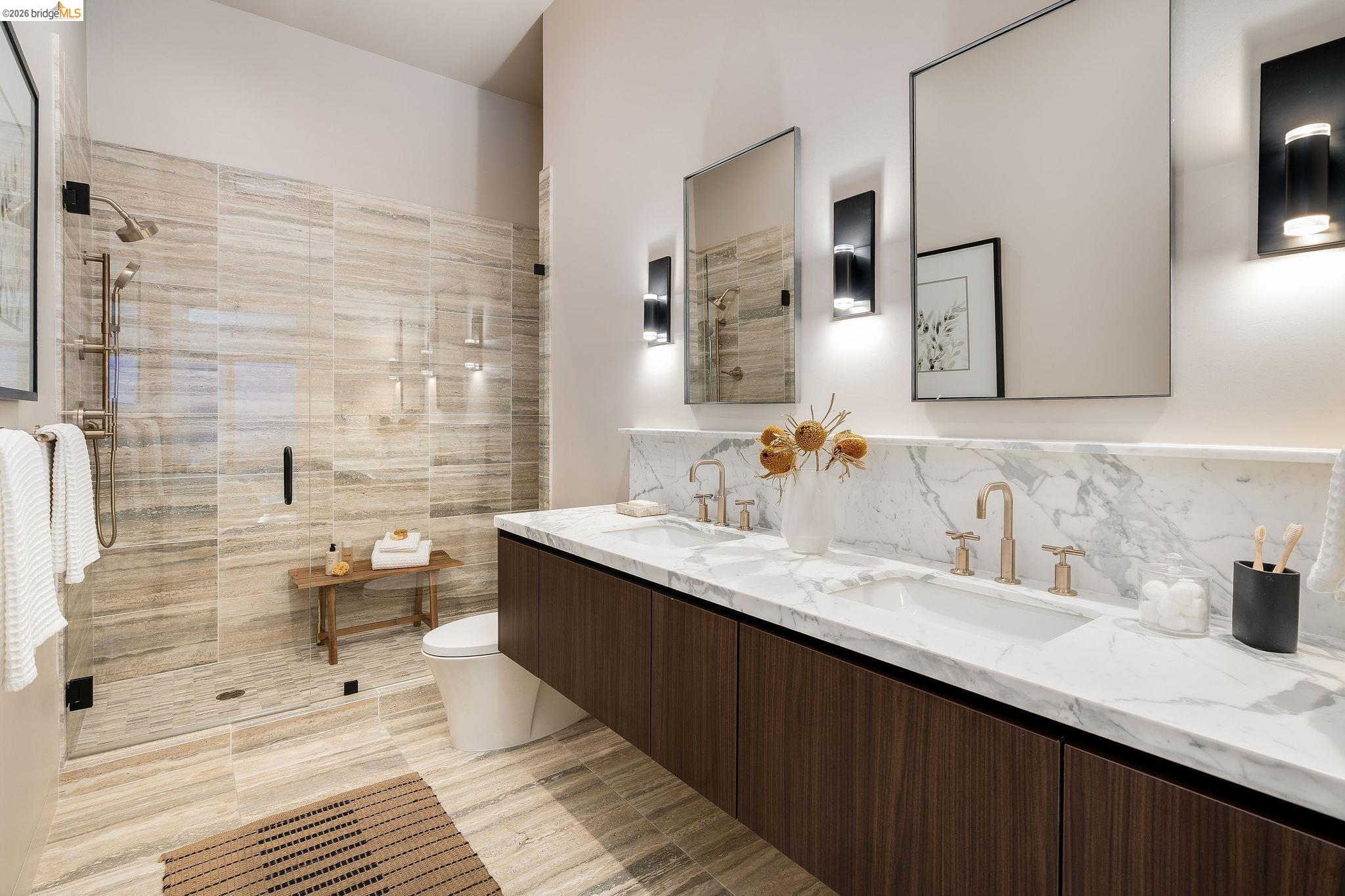 5645 Bacon Road Oakland, CA 94619 - Photo 47 of 94 Dual vanity with integrated sinks and stone countertop