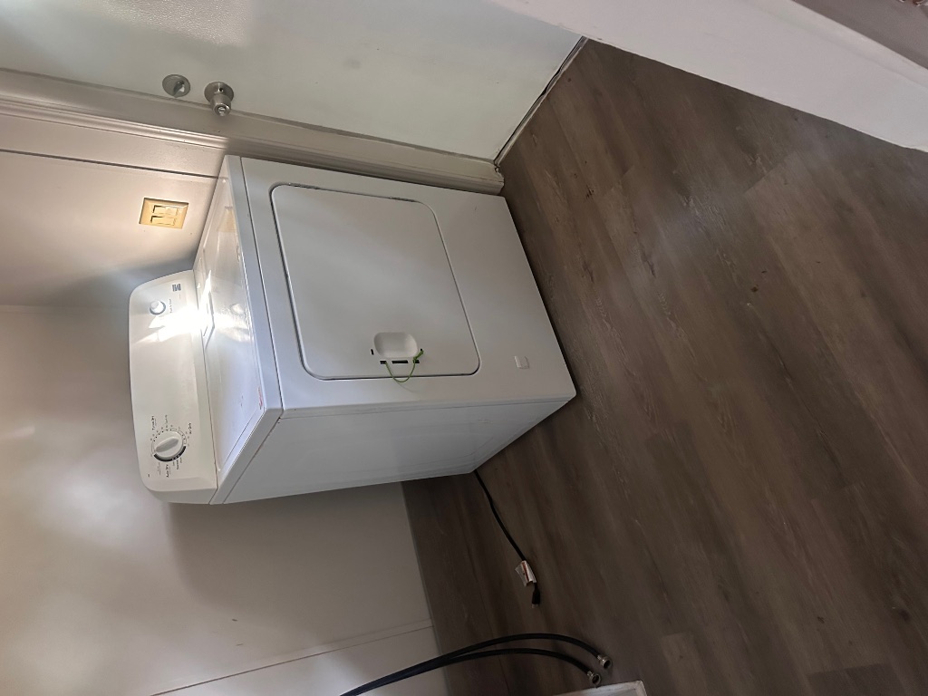 302 Lone Star Road, Unit B Bastrop, TX 78602 - Photo 15 of 17 Washroom featuring washer / clothes dryer and dark wood-style flooring