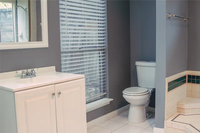 a bathroom with a sink toilet and a mirror