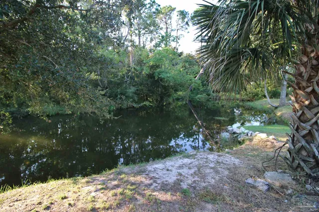 a view of a swimming pool and trees