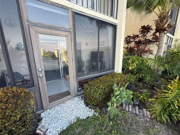a view of a glass door