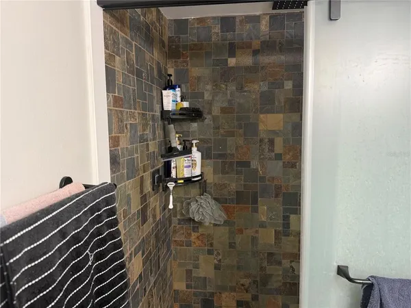 a bathroom with a shower