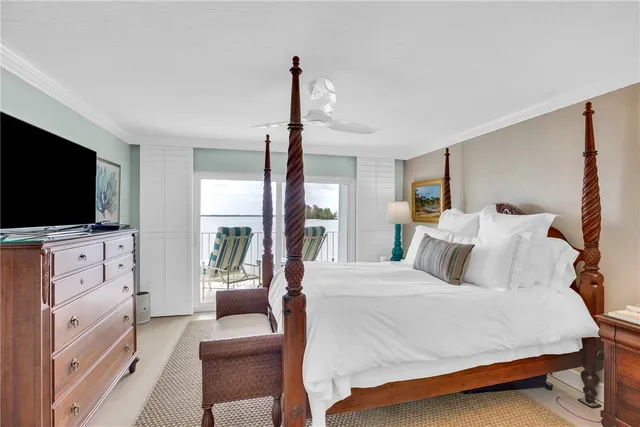 a bedroom with a bed and a flat screen tv on the dresser