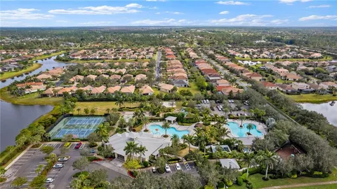 an aerial view of a house with a garden