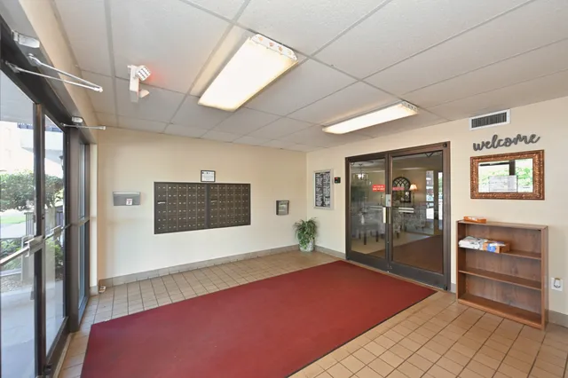 a view of a balcony with a potted plant