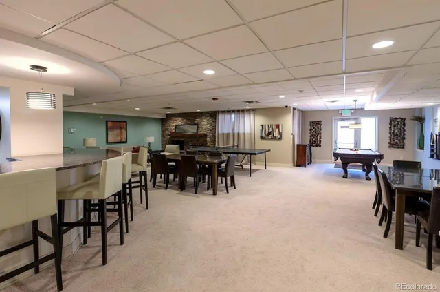 a view of a dining area with furniture