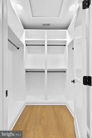 a view of a room with shelves