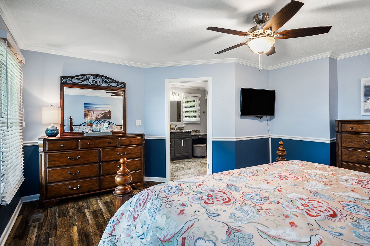 715 Old Rock Island Road Rock Island, TN 38581 - Photo 15 of 48 a bedroom with a bed and a flat screen tv