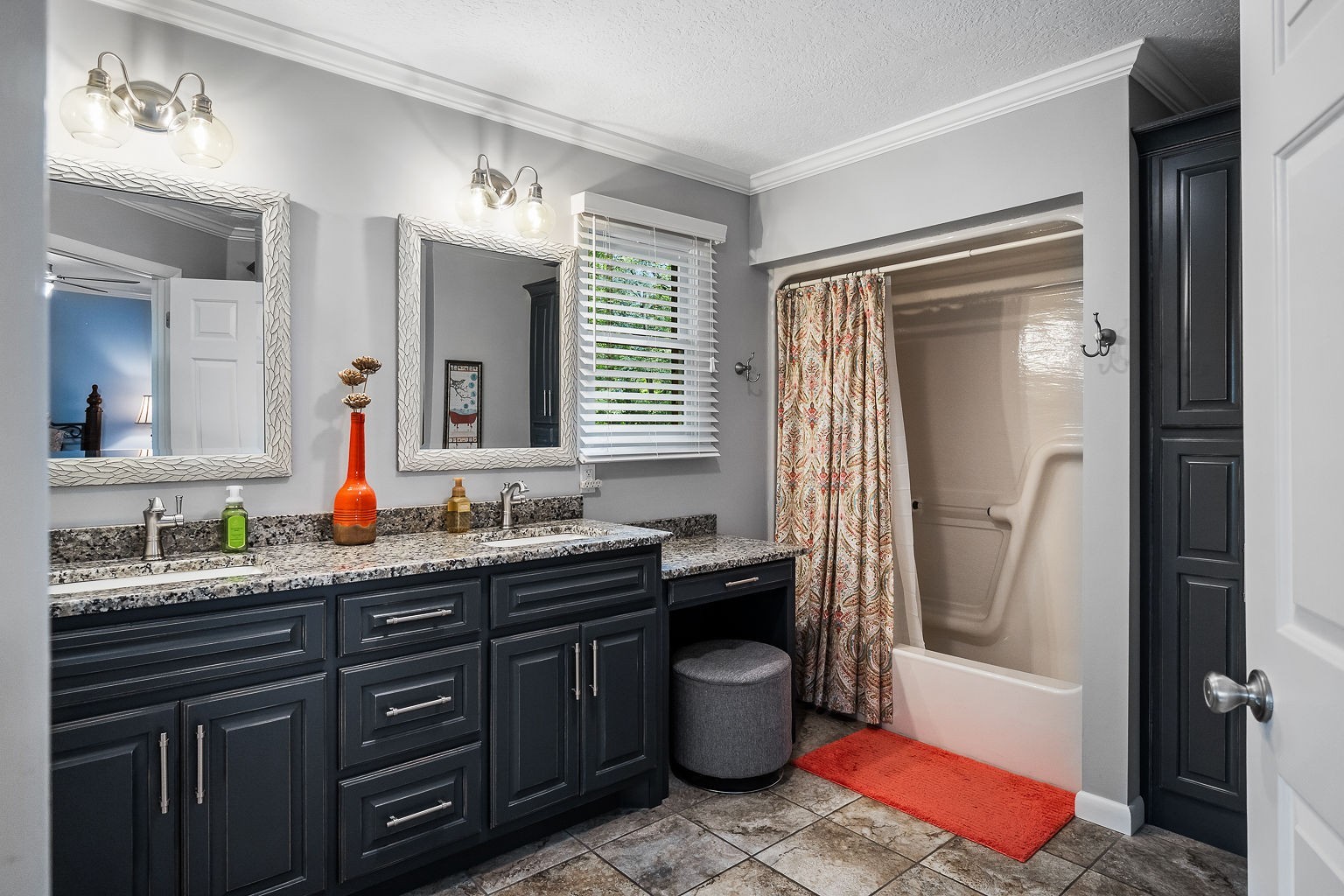 715 Old Rock Island Road Rock Island, TN 38581 - Photo 16 of 48 a bathroom with a granite countertop sink toilet a mirror a vanity and shower