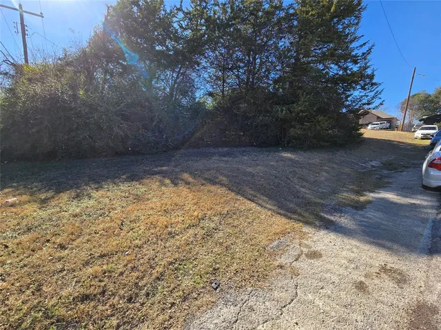 a view of a yard with a tree