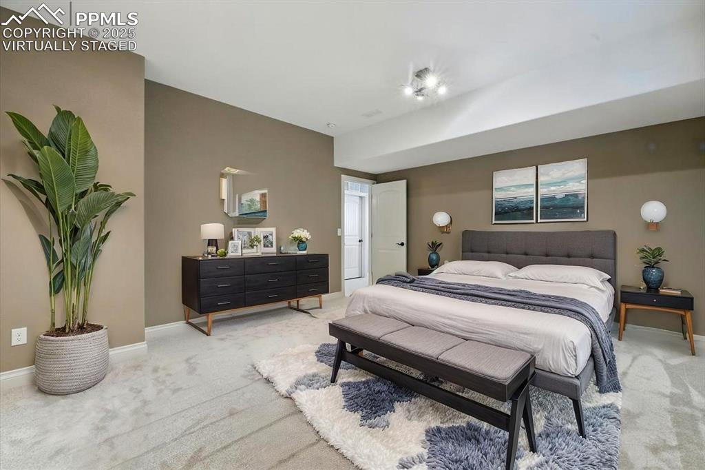 4577 Outlook Ridge Trail Colorado Springs, CO 80924 - Photo 37 of 45 a bedroom with a bed and a potted plant