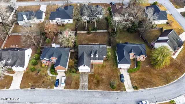 an aerial view of a house