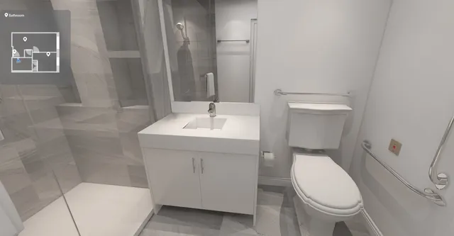 a picture of a bathroom with a sink and a mirror