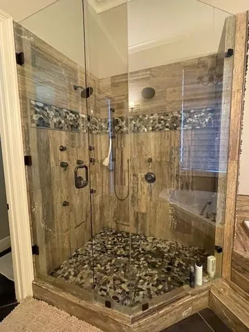 a bathroom with a shower