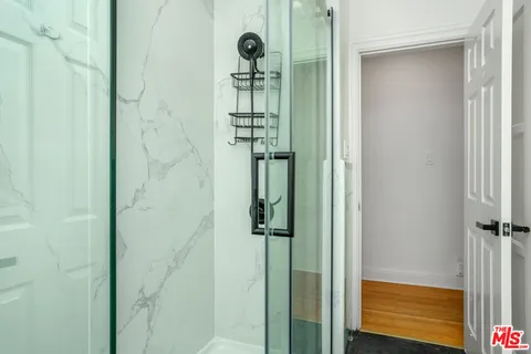 a bathroom with a shower
