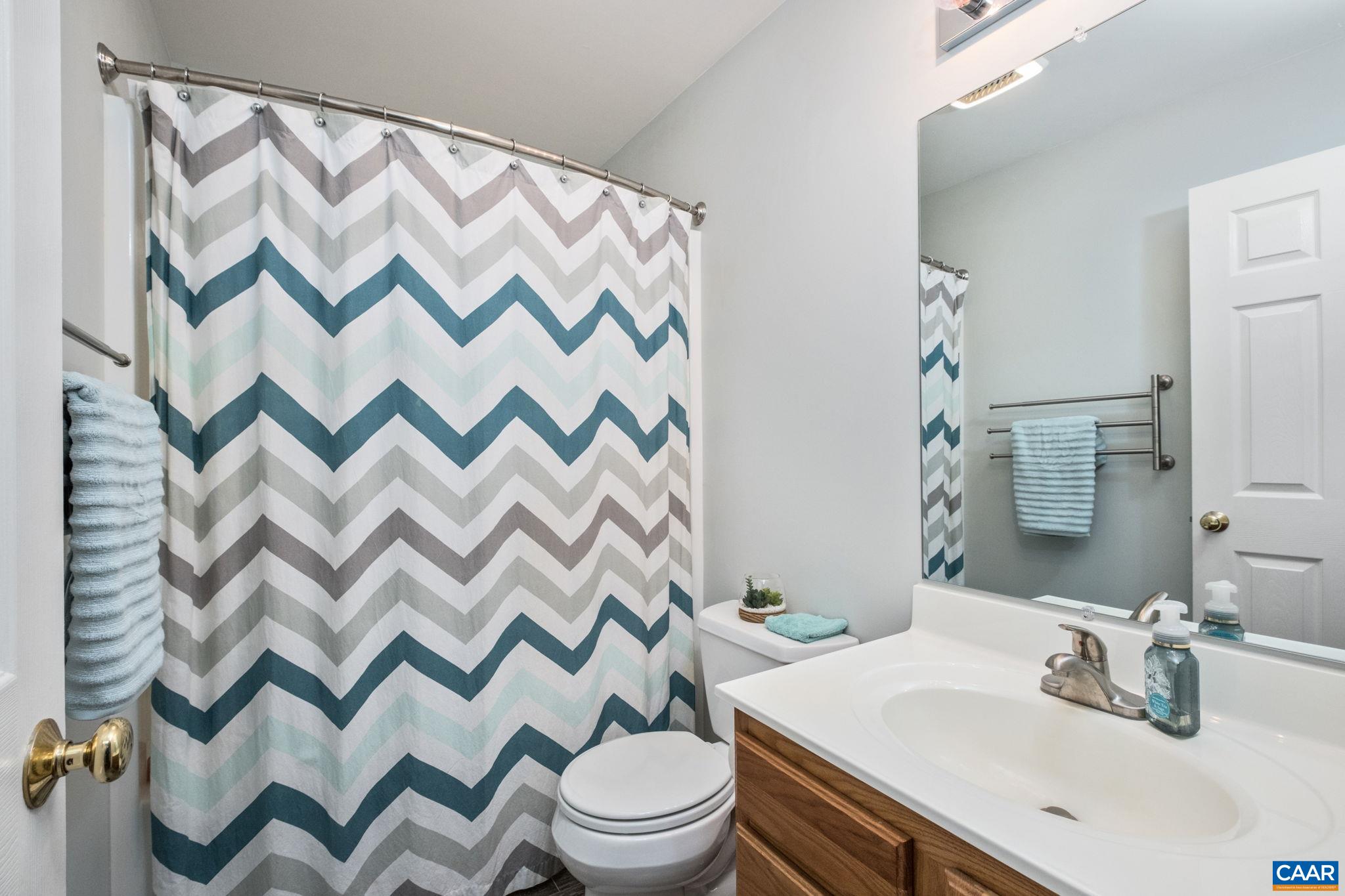 105 Squirrel Path Stanardsville, VA 22973 - Photo 40 of 67 a bathroom with a sink a toilet and shower curtain