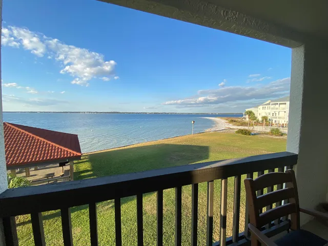 a view of a balcony with an outdoor space