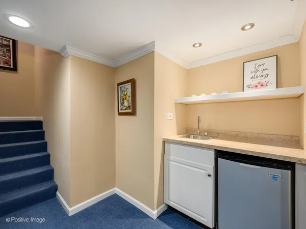 a view of backyard with seating and green space