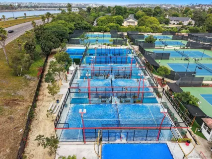 a view of a city with an ocean view