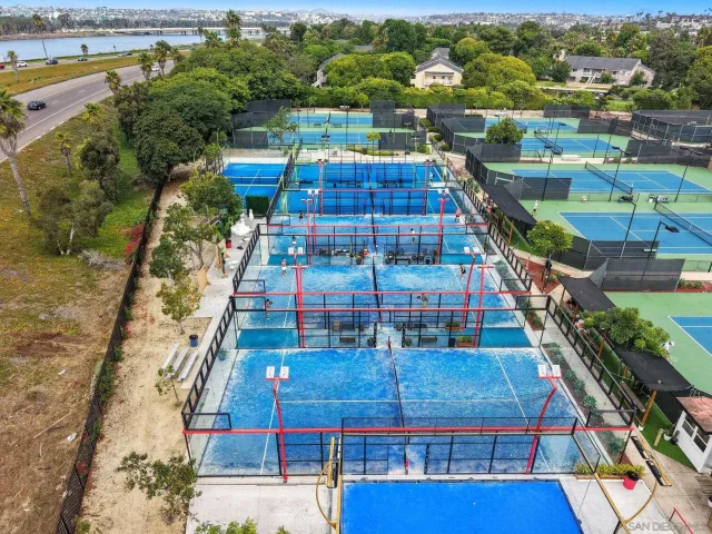 a view of a city with an ocean view