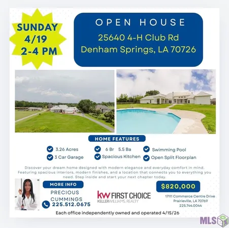 $820,000 | 25640 4-H Club Road, Denham Springs, LA 70726