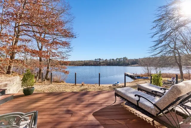 a view of a terrace with trees