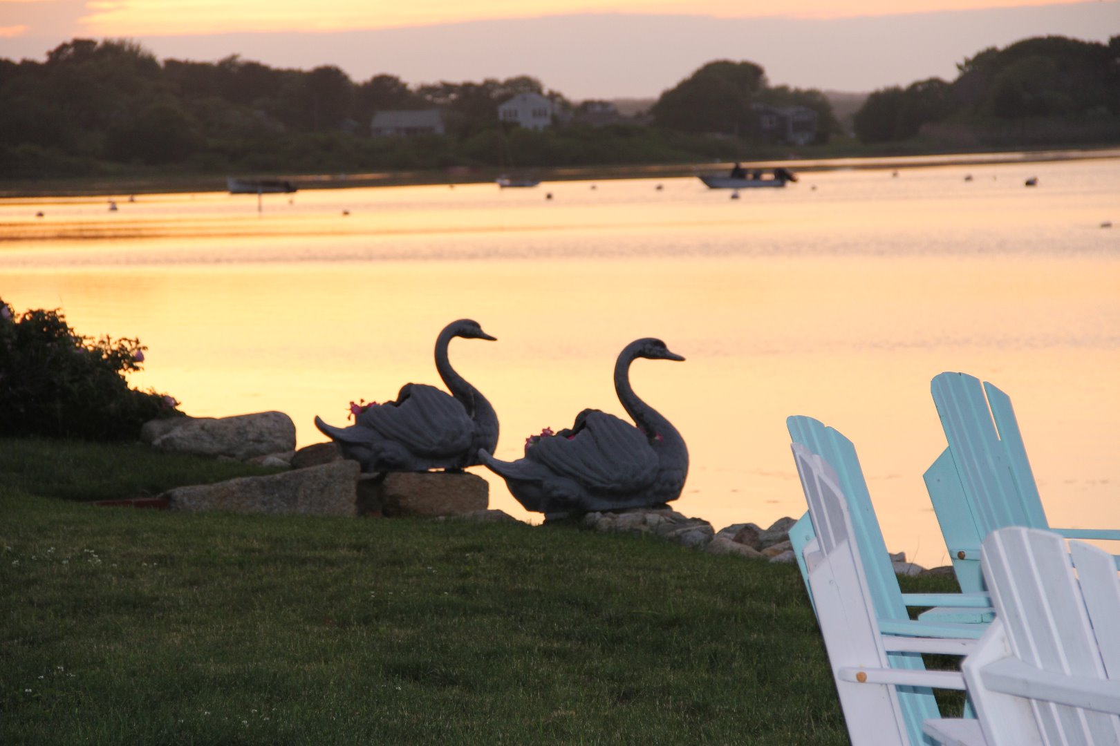 9 Fowler Avenue Edgartown, MA 02539 - Photo 26 of 28 a view of a lake with a mountain