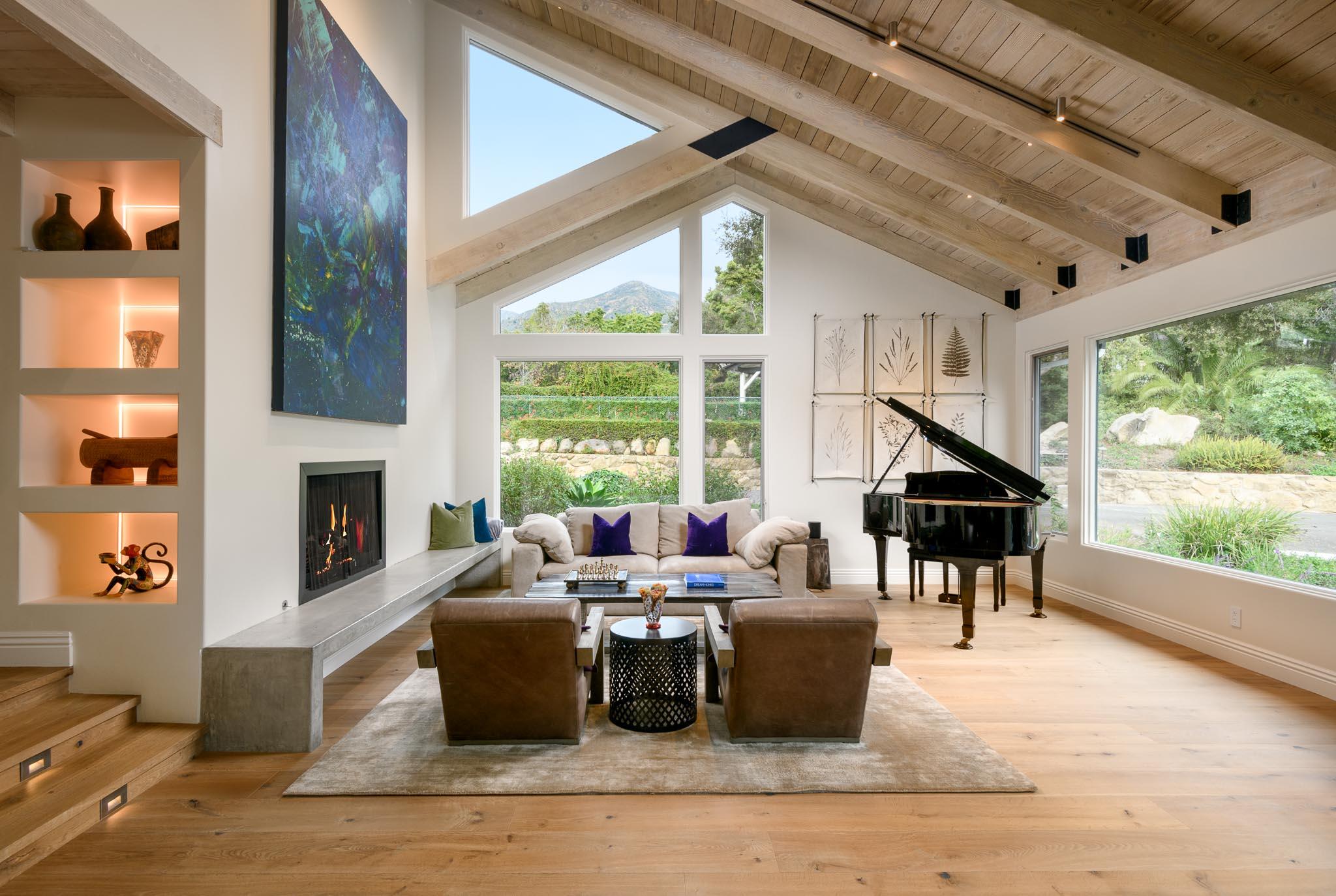 790 Ayala Lane Montecito, CA 93108 - Photo 5 of 24 a living room with fireplace furniture and a large window