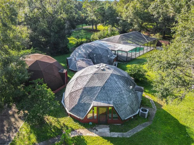 an aerial view of a house