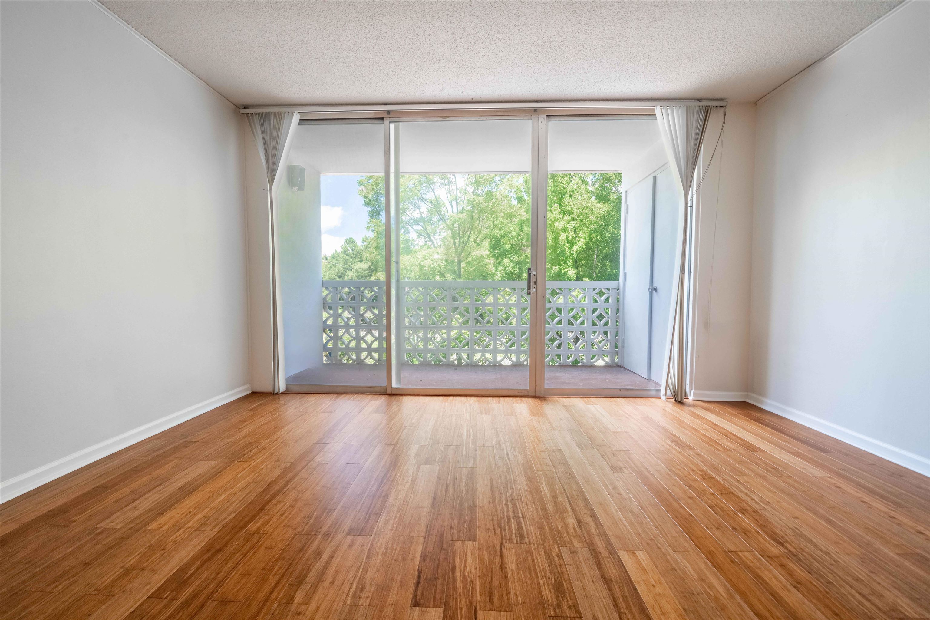 3080 Walnut Grove Road, Unit 306 Memphis, TN 38111 - Photo 5 of 18 Bright interior space featuring wood-finish flooring, white walls, and a sliding glass door opening to a private balcony