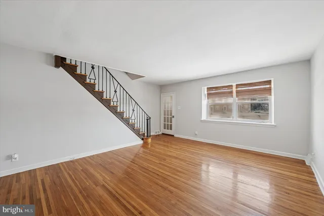 a front view of a building with a glass door