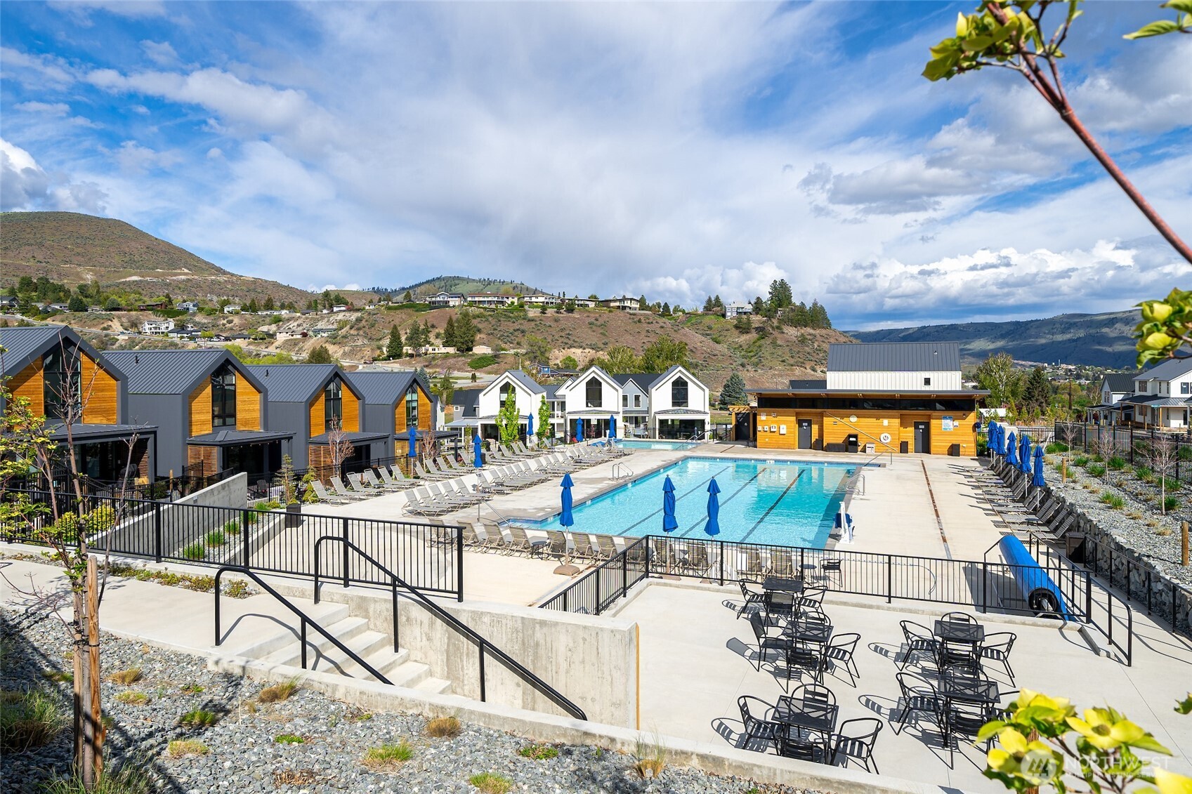 1418 Cottage Lane Chelan, WA 98816 - Photo 34 of 40 an aerial view of houses with a swimming pool