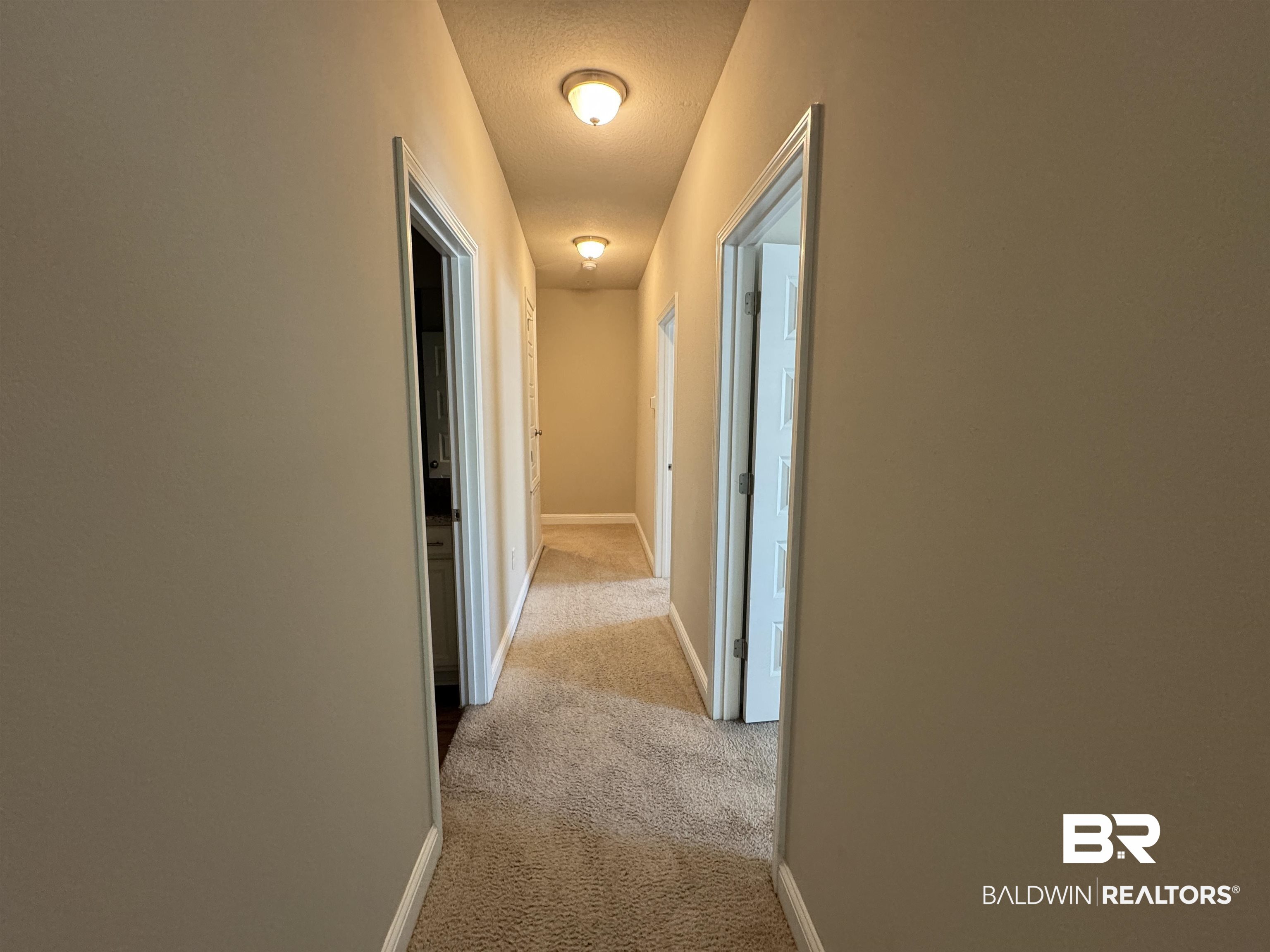 6811 Spaniel Drive, Unit C Daphne, AL 36527 - Photo 22 of 33 Hallway with carpet, a textured ceiling, and baseboards