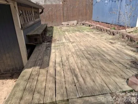 a view of wooden balcony