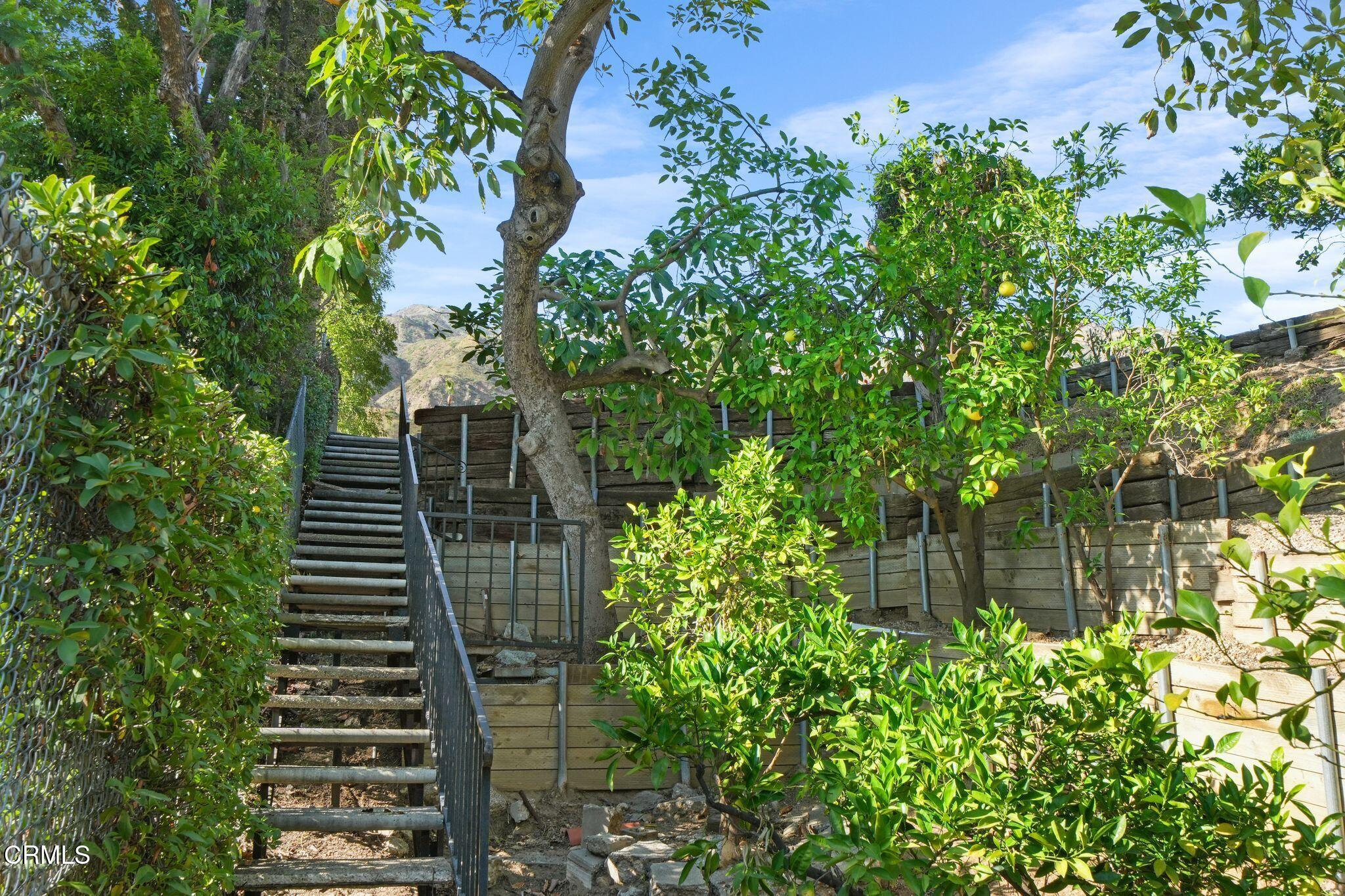 3680 Startouch Drive Pasadena, CA 91107 - Photo 25 of 27 a backyard of a house with lots of green space and fountain in the back