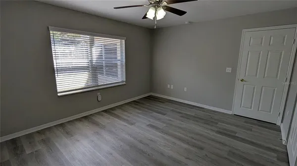 a view of a garage with storage