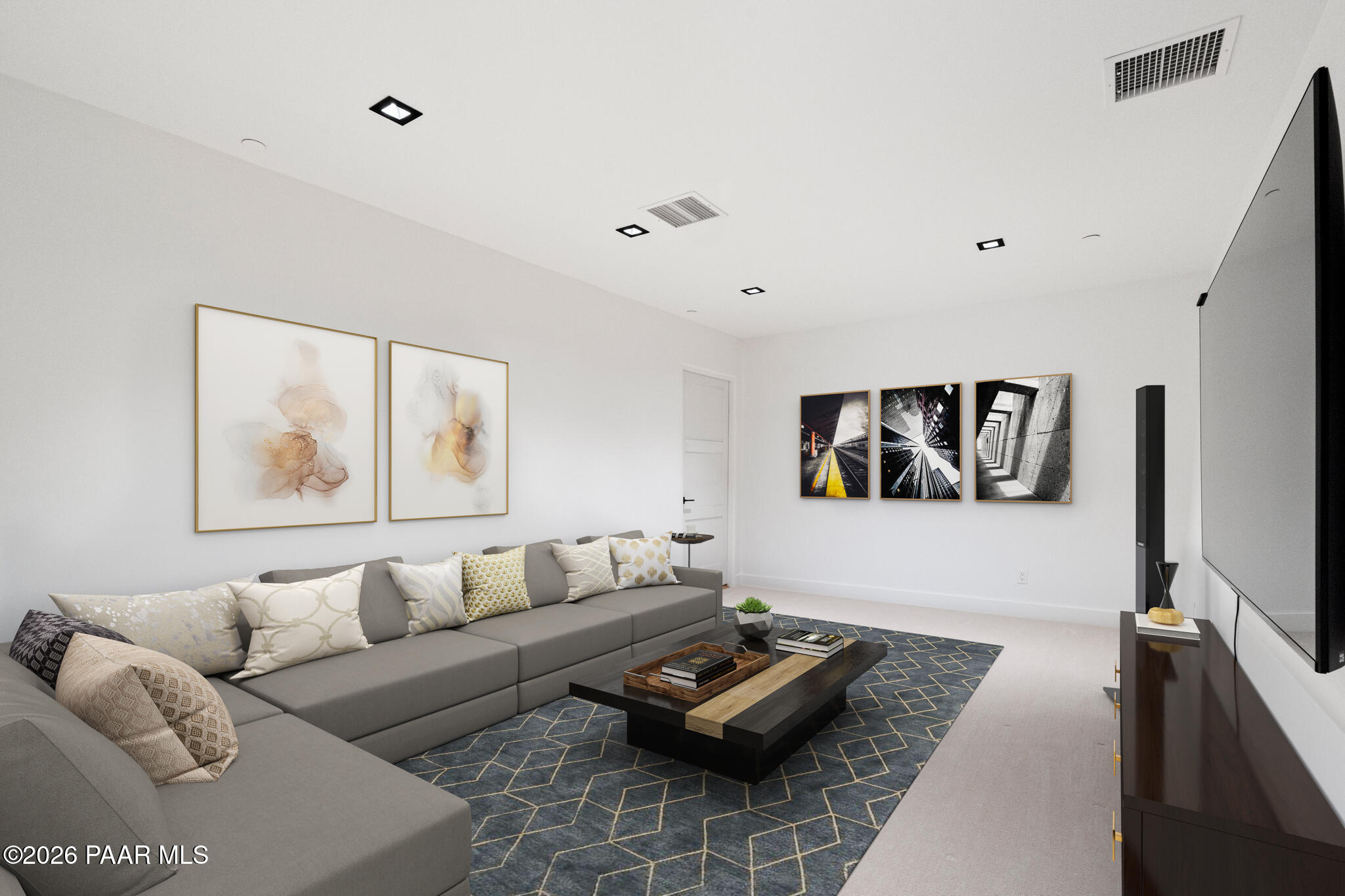 1090 High Valley Ranch Road Prescott, AZ 86303 - Photo 52 of 65 a living room with furniture and a flat screen tv