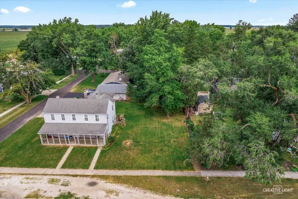 an aerial view of a house