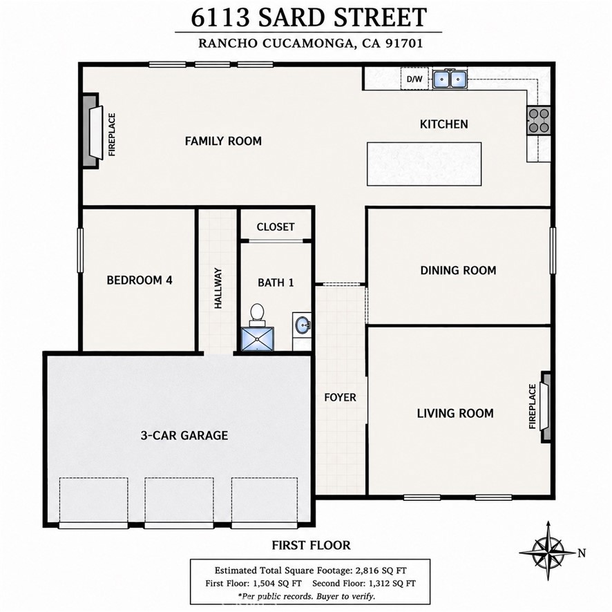 6113 Sard Street Rancho Cucamonga, CA 91701 - Photo 86 of 87 1st Floor Plan provided for a quick visual reference only