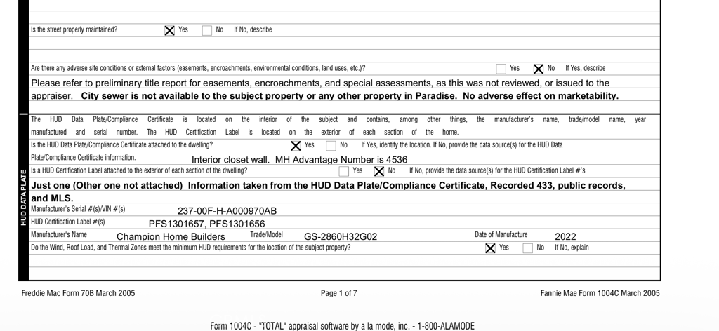 6041 Pentz Road Paradise, CA 95969 - Photo 5 of 18 Serial & Hud Numbers