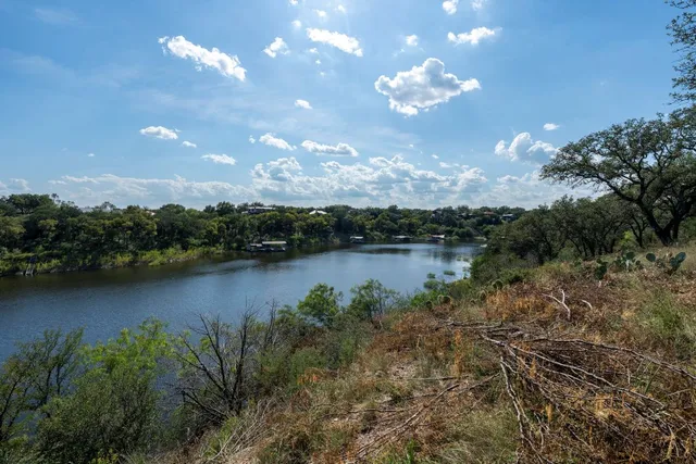 a view of a lake with a mountain