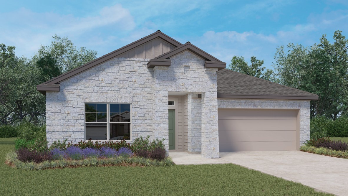 18024 Stefano Drive Pflugerville, TX 78660 - Photo 1 of 1 a front view of a house with a garden and plants